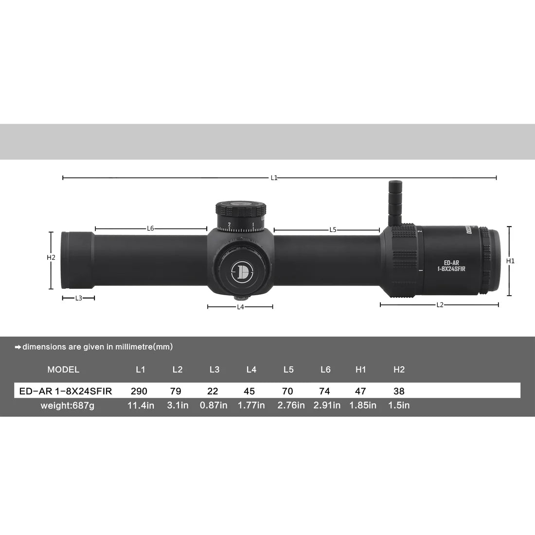 Discovery ED‑AR 1‑8×24 SFIR FFP‑MRAD LPVO