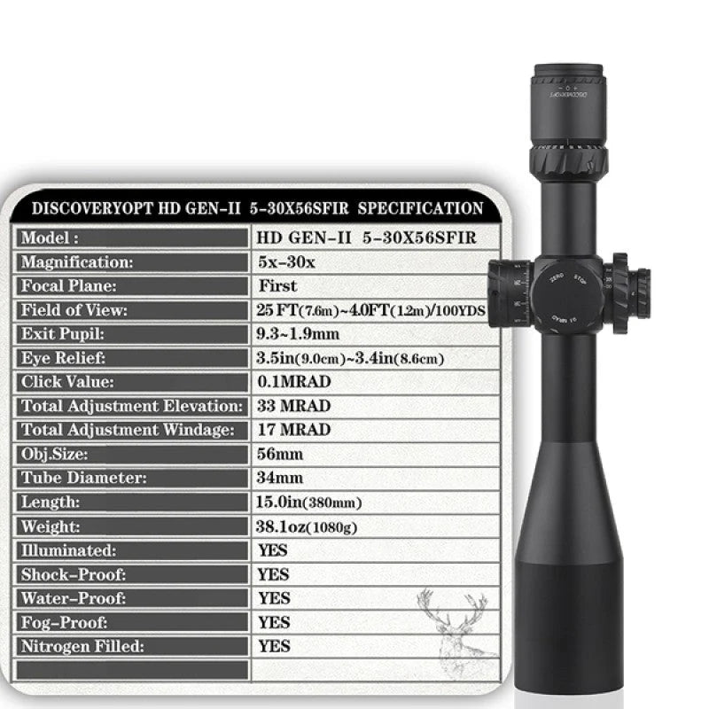 Discovery HD GEN II 5-30×56 SFIR FFP‑Z‑MRAD/MOA